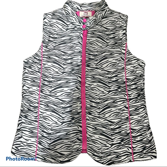 l.e.i life energy intelligence Zebra Vest Black & White,Zipper Fuschia 14/16 XL - Picture 9 of 10